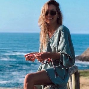 🤍 ZARA Mint Corded Belted Rustic “the Mumbai” Romper sz Small